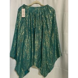 Nanette Lepore Womens Medium Tahitian Tide Shiny‎ Skirt Uneven Hem